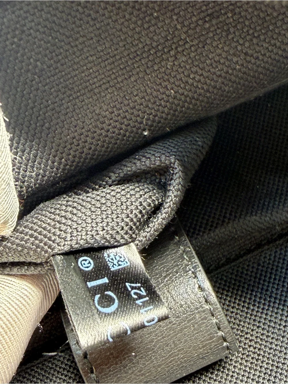 Gucci Black Monogram Leather-Trim Backpack